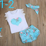 Blue  Cute Shorts Floral set for Baby Girls including headband -PANKBGS001B