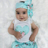 Blue  Cute Shorts Floral set for Baby Girls including headband -PANKBGS001B