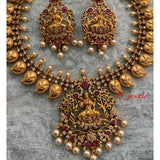 SHYAMA, TRADITIONAL MATTE GOLD FINISH TEMPLE NECKLACE SET FOR WOMEN-ARTNS001S