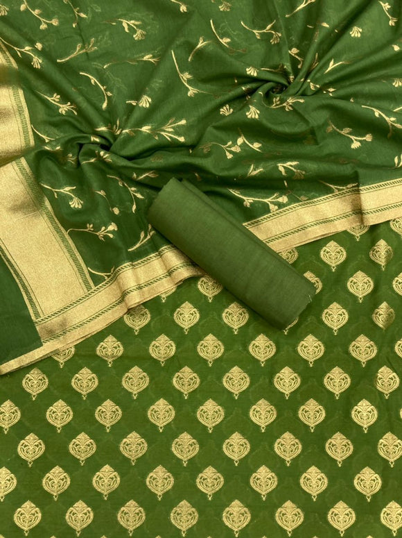 Prerna, Beautiful Pure Banarasi Handloom Cotton  Silk Suit with Banarasi Duppatta-MADHUSS001P
