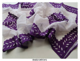 WHITE & VIOLET COLOR  HAND APPLIQUE COTTON DUPPATTA FOR WOMEN-KIADW001V