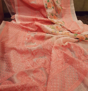 Peach  Nirmaṇa™ Unveils Exotic  Charishma  Thani Organza Silk Saree for Women-NIRMSW001P