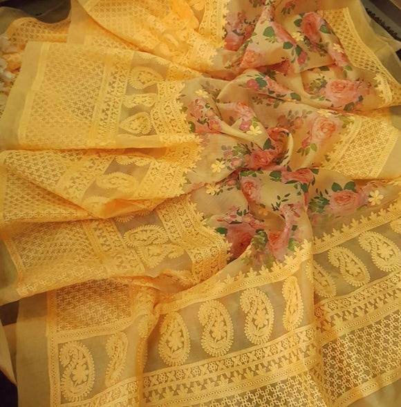 Yellow Nirmaṇa™ Unveils Exotic  Charishma  Thani Organza Silk Saree for Women-NIRMSW001Y