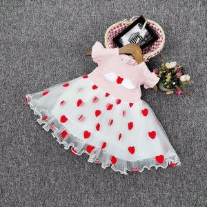 PINK HEART EMBROIDERY FROCK FOR GIRLS-PANKGF001