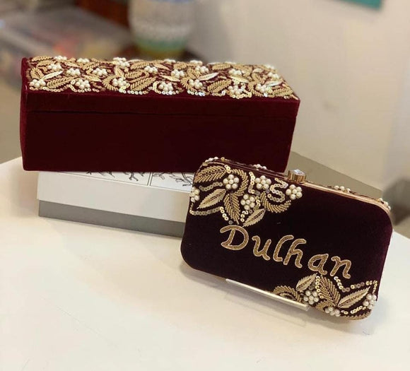 DULHAN , BRIDAL  BANGLE BOX AND CLUTCH COMBO -WBRBBC001