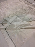WHITE AUTHENTIC CHANDERI SILK SAREE WITH SILVER ZARI BORDERS  FOR WOMEN-SACSS001WS
