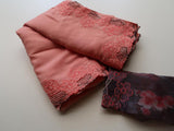 Cutwork on Linen Silk Saree paired with Digital Printed Organza Blouse Piece with Cutwork-KIAP001