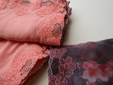 Cutwork on Linen Silk Saree paired with Digital Printed Organza Blouse Piece with Cutwork-KIAP001