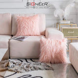 Set of 2 , Pink Decorative Faux Fur Signeer Throw Large cushion Covers-JBRC001P