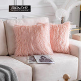 Set of 2 , Pink Decorative Faux Fur Signeer Throw Large cushion Covers-JBRC001P