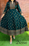EVERGREEN BOTTLEGREEN, Premium Rayon slub anarkali gown with foil work-SANBG001