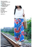 Ladylike Flowers Printed Baggy Trousers Linen Comfortable Wide Leg Pants -MAWCP001A