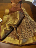 BADRA, BROWN COLOR  DESIGNER  PURE GOLDEN BROCADE MYSORE SILK SAREE FOR WOMEN-MOEPMY001BC