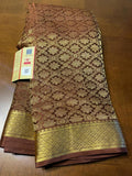 BADRA, BROWN COLOR  DESIGNER  PURE GOLDEN BROCADE MYSORE SILK SAREE FOR WOMEN-MOEPMY001BC