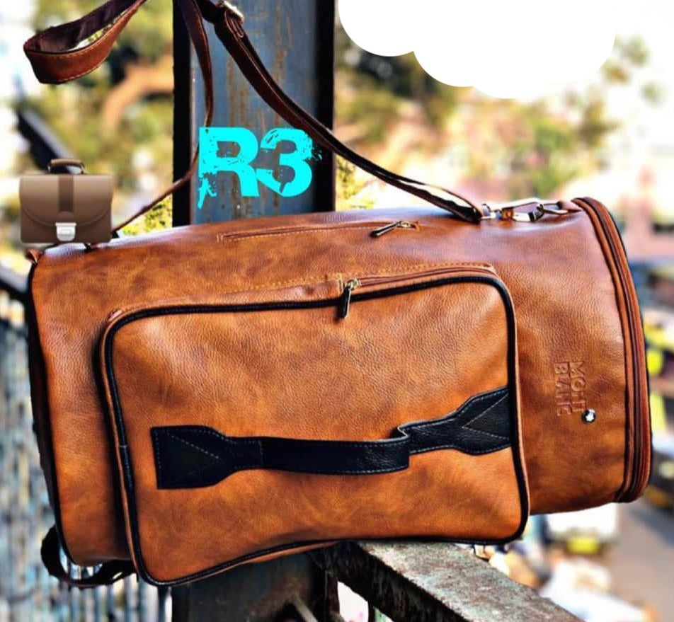 backpack travel bags india TAN BROWN COLOR DUFFLE CUM BACKPACK /TRAVEL BAG FOR MEN-TWINB001TBR – www.soosi.co.in