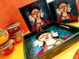 THE MOGRA LADY , SET OF 3 BEAUTIFUL TRAYS -PALT001