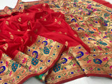 RAJYOG EXCLUSIVE RED PAITHNI SILK SAREE FOR WOMEN-OMPS001