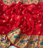 RAJYOG EXCLUSIVE RED PAITHNI SILK SAREE FOR WOMEN-OMPS001