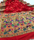 RAJYOG EXCLUSIVE RED PAITHNI SILK SAREE FOR WOMEN-OMPS001