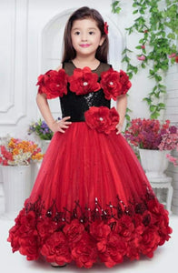 RED STYLISH FROCK FOR GIRLS-PAKIF001