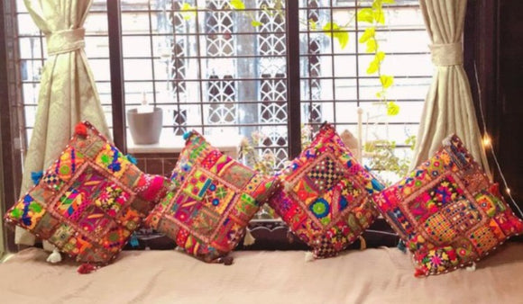 ASSORTED BANJARA EMBROIDERY PATCHWORK VINTAGE CUSHION COVERS -JCCC001