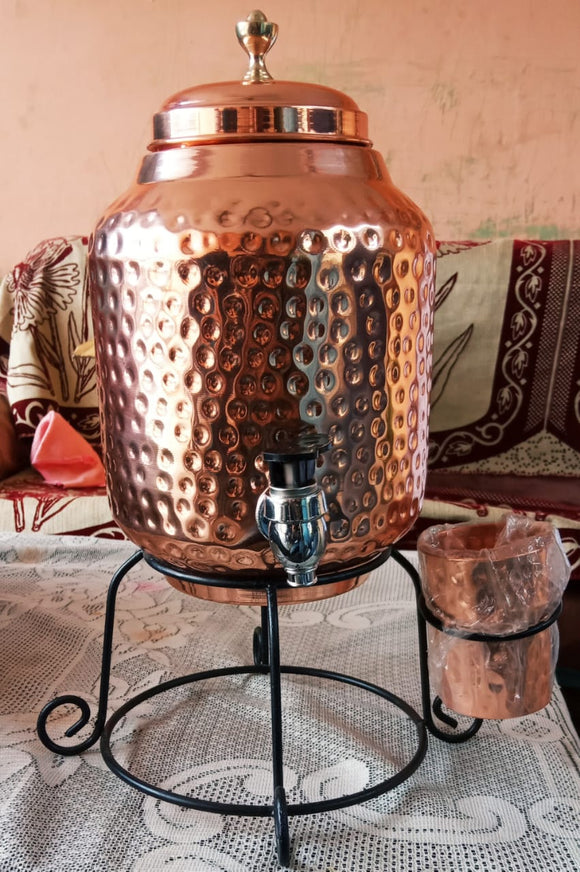 5 LITRES COPPER WATER DISPENSER WITH COPPER GLASS-BICWD001