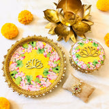 Lotus Rakshabandhan thaali and Sweet Box collection along with Kundan Rakhi-JCRBB001