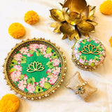 Lotus Rakshabandhan thaali and Sweet Box collection along with Kundan Rakhi-JCRBB001