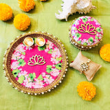 Lotus Rakshabandhan thaali and Sweet Box collection along with Kundan Rakhi-JCRBB001
