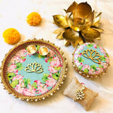 Lotus Rakshabandhan thaali and Sweet Box collection along with Kundan Rakhi-JCRBB001