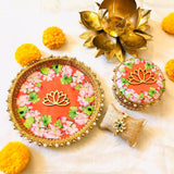 Lotus Rakshabandhan thaali and Sweet Box collection along with Kundan Rakhi-JCRBB001