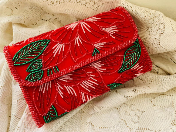 RED MONALISA, ELEGANT BEAD CLUTCH BAG FOR WOMEN-MOECB001RD –
