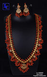 LONG CHANDANA, PAGADAM GUTTAPUSALU MATTE GOLD FINISH LONG NECKLACE SET FOR WOMEN -SAYDNSPG001L