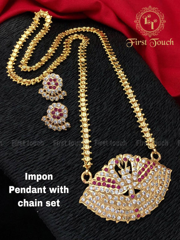 FIRST TOUCH GOLD FINISH SWAN PENDANT NECKLACE SET FOR WOMEN -MYCHONSW001S