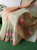 Embroidered Organdy Saree without Blouse-KIAOS001