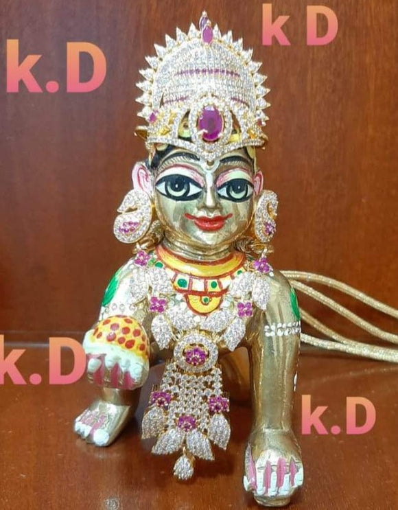 SHRAVAN , ROYAL AMERICAN DIAMOND JEWELLERY SET FOR LADDU GOPAL -POSHLDJS001