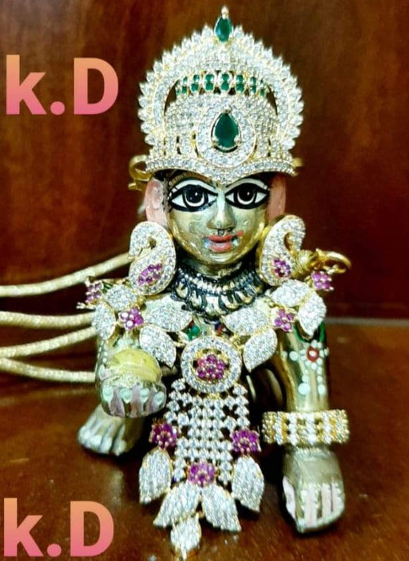 KIRTI , ROYAL AMERICAN DIAMOND JEWELLERY SET FOR LADDU GOPAL -POSHLDJS001K