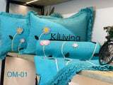 BLUE OMAIRA, NEW RANGE OF LUXURY BEDCOVERS WITH PILLOW CASES-GIRIBC001B