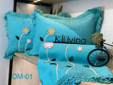 BLUE OMAIRA, NEW RANGE OF LUXURY BEDCOVERS WITH PILLOW CASES-GIRIBC001B