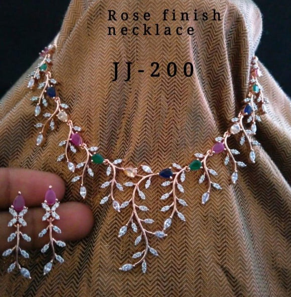 SEEMA, ROSE GOLD FINISH NECKLACE SET FOR WOMEN -JAIARNS001