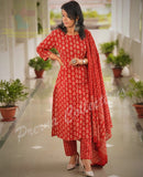 GET READY THIS FESTIVE SEASON WITH HOT RED SUIT IN BLOCK PRINT-FOFRS001