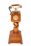 Wooden Handmade Royal Style Luxurious Antique Vintage Design Model Sheesham Wood with Brass work Working Telephone (Height 38 inch)-SKDSWC001