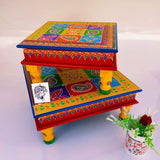 SET OF 3 , Handmade Art Rajasthani Elephant CHOWKI Set- SKDYCS001