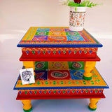 SET OF 3 , Handmade Art Rajasthani Elephant CHOWKI Set- SKDYCS001