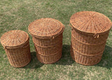 Wicker Laundry Basket with Lid ( set of 3 ) -SKDWLB001
