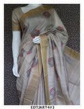 Embroidered Desi Tussar Saree with Zari Border, and  running blouse -KIATS001
