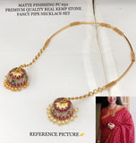 PREMIUM MATTE GOLD FINISH KEMP PIPE NECKLACE SET FOR WOMEN -SAYDPNS001