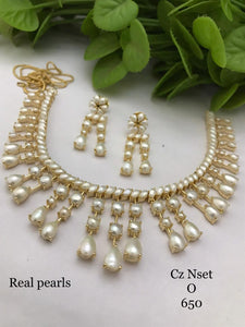 ROYAL REGAN , ELEGANT  REAL PEARL  NECKLACE SET WITH MATCHING EARRINGS FOR WOMEN-MOEPNS001RR