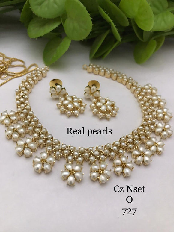 DIANA , ELEGANT  REAL PEARL  NECKLACE SET WITH MATCHING EARRINGS FOR WOMEN-MOEPNS001D