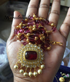 PINK HANDMADE BEAD NECKLACE WITH BIG KUNDAN PENDANT FOR WOMEN -ARTBNS001P